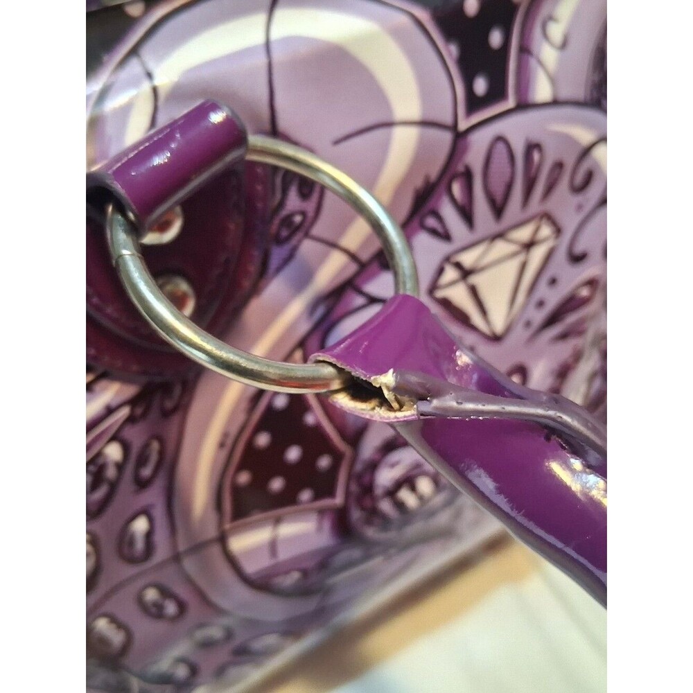 Y2K Purple Octopus Skull / Kraken Kisslock Frame Satchel Handbag - Picture 9 of 15